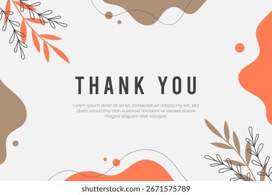 Forma orgánica dibujada a mano Abstractas con texto editable Plantilla de la tarjeta de agradecimiento. Ilustración vectorial