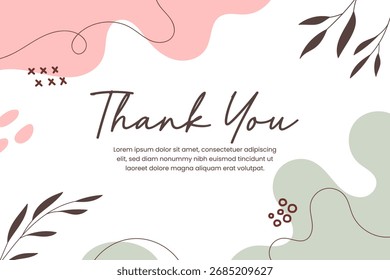 Forma orgánica dibujada a mano Abstractas con texto editable Plantilla de la tarjeta de agradecimiento. Ilustración vectorial	