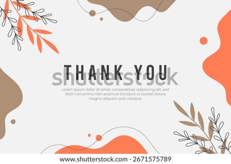 Abstract hand drawn organic shape with editable text wedding thank you card template. Vector illustration