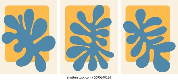 Abstract hand drawn organic shapes. Colorful background with doodle nature forms. Set of colored drawn objects in vector.