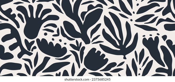 Abstract hand drawn organic shapes seamless pattern. Fashionable template for design.