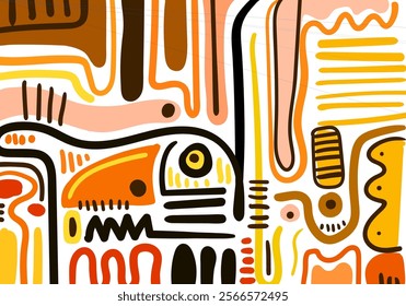 Abstract hand drawn organic shapes background.