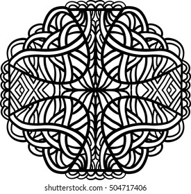 Abstract hand drawn ornament in celtic style. Abstract decorative pattern. Vector illustration. Bohemian, ethnic, hippie motifs. Element for yoga mat, wall art, stickers, tattoo, tapestry, stationery.