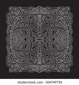 Abstract hand drawn ornament in celtic style. Abstract decorative pattern. Vector illustration. Bohemian, ethnic, hippie motifs. Element for yoga mat, wall art, stickers, tattoo, tapestry, stationery.