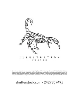 Abstract hand drawn outline scorpion logo vector illustration