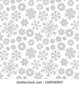 Abstract hand drawn outline seamless pattern with snowflakes   white background. Coloring antistress book for adult and older children. 