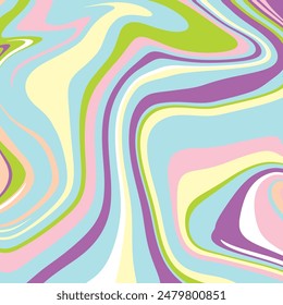 Abstract hand drawn pastel retro swirly lines background design