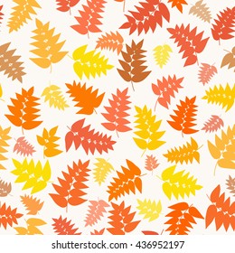 Abstract hand drawn pattern with floral elements. Seamless vector pattern with leaves. Hand drawn background with doodle leaves.