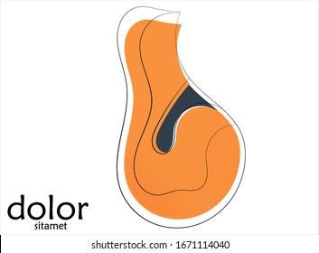 Abstract hand drawn pear vector artistic logo isolated on white. Line art artistic illustration with texture. Retro flat colors organic natural Eco food design. Organic healthy vegan doodle.