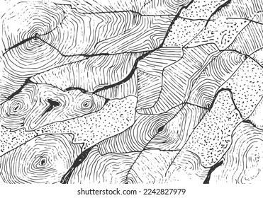 Abstract hand drawn pen sketch rough lines, dotted background and wallpaper. Drawing concept  background like tree bark texture vector isolated on white background.