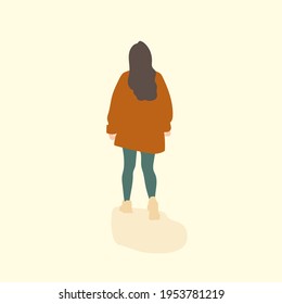 Abstract Hand Drawn Person Wear Red Jacket Illustration, Vector Illustration.