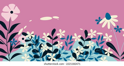 abstract hand drawn plant mural background.for covers, wallpapers, banners.beautiful and artistic colorful designs