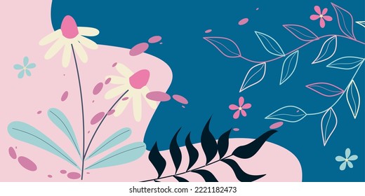 abstract hand drawn plant mural background.for covers, wallpapers, banners.beautiful and artistic colorful designs