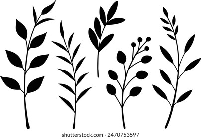 abstract hand drawn plant. Vector simple flower, Vector illustration