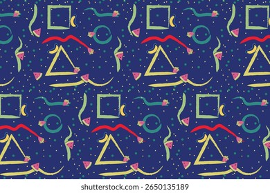Abstract Hand Drawn playful line art strawberry seamless pattern For Kid Book cover, kid cloths, posters, kids creative projects.