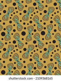 Abstract Hand drawn polka dot and chain themed seamless print pattern.