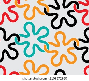 Abstract Hand drawn polka dot and flower themed seamless print pattern.