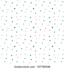 Abstract hand drawn polka dot pattern background,Big and small dots. Vector seamless pattern. Modern stylish texture.