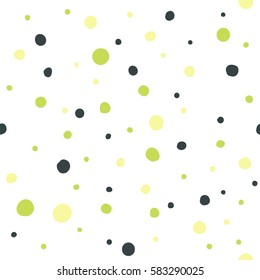 Abstract hand drawn polka dots pattern.Seamless abstract pattern of circles of different colors