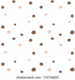 Abstract hand drawn polka dots pattern background,Big and small dots. Vector seamless pattern. Modern stylish texture.