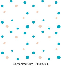Abstract hand drawn polka dots pattern background,Big and small dots. Vector seamless pattern. Modern stylish texture.