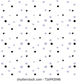 Abstract hand drawn polka dots pattern background,Big and small dots. Vector seamless pattern. Modern stylish texture.