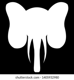 Abstract hand drawn portrait of elephant silhouette isolated on black background. Vector illustration. Sketch