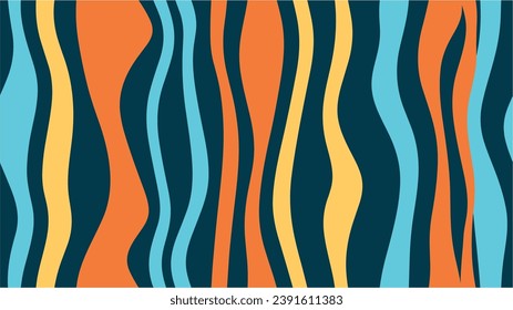 Abstract hand drawn psychedelic groovy background. Retro background. Colorful retro groovy wavy summer vector background. Liquid groovy background. Seamless.