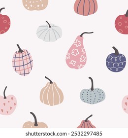Abstract hand drawn pumpkins seamless pattern