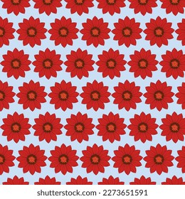 Abstract hand drawn red flower pattern. Seamless flower pattern.