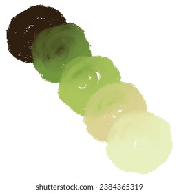 Resumen de trazos de pincel redondo dibujados a mano, ilustración creativa, paleta de colores artísticos