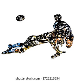 Abstract hand drawn rugby players.