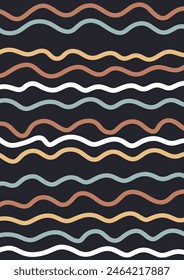 abstract hand drawn Scandi style wavy lines pattern