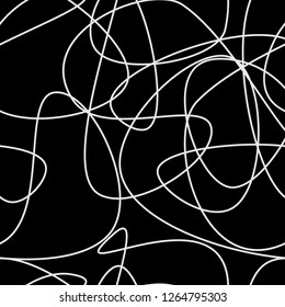 Abstract hand drawn scribble doodle chaos pattern texture isolated on black background