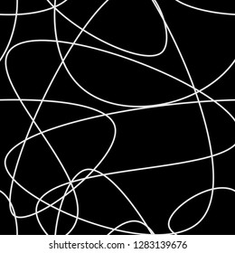 Abstract hand drawn scribble doodle chaos pattern texture isolated on black background