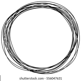 Abstract Hand Drawn Scribble Doodle Circle Isolated On White Background