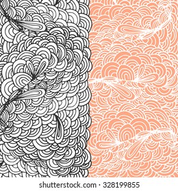 abstract hand drawn seamless black and peach background pattern. Can be used as wallpaper, card or fabric texture