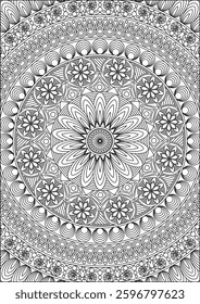 Abstract Hand Drawn Seamless Mandala For Coloring