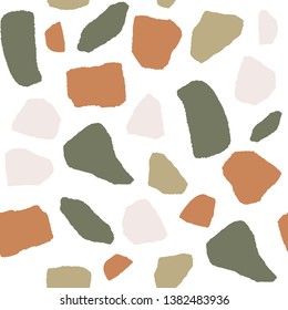 Abstract hand drawn seamless pattern with pieces of paper. Terrazzo style background. Vector illustration