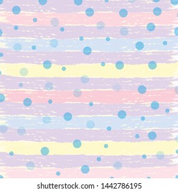 Abstract hand drawn seamless pattern with striped geometric brush and dot background.Textured background for poster, card, textile, wallpaper template.