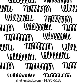 Abstract hand drawn seamless pattern. Hand drawn style. Wicker texture. Knitting pattern. Design element for banner, wrapping paper, wallpaper or fabric. Monochrome design.