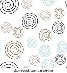 Abstract hand drawn seamless pattern vector. Circular swirls.