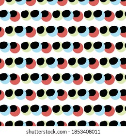 Abstract hand drawn seamless pattern vector, background and texture. Black and colored dots.