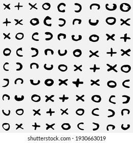 Abstract hand drawn seamless pattern background with multi-colored varied triangles shapes and letters. Vector illustration