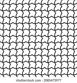 Abstract hand drawn seamless pattern, black and white curve lines texture. Doodle style vector.