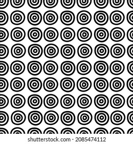 Abstract hand drawn seamless pattern, black and white circle texture. Doodle style vector.