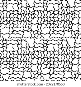 Abstract hand drawn seamless pattern, black and white broken line check texture. Doodle style vector