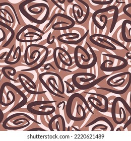 Abstract hand drawn seamless pattern with deformed concentrated circles. Ethnic graphic Illustration with irregular rounded shapes. Simple minimalist design. Drawing. For wallpaper, fabric, textile.