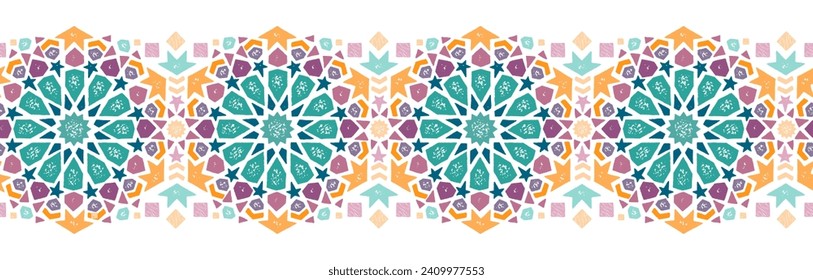 Abstract hand drawn seamless pattern, arabic style, background, great for fabrics, wallpapers, wrapping - vector design