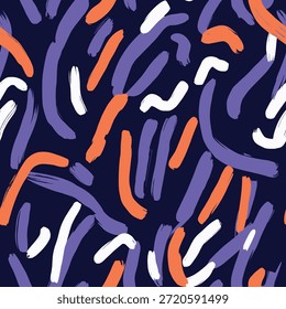 Abstractas patrón sin fisuras dibujado a mano con pinceladas de colores en estilo moderno de Memphis